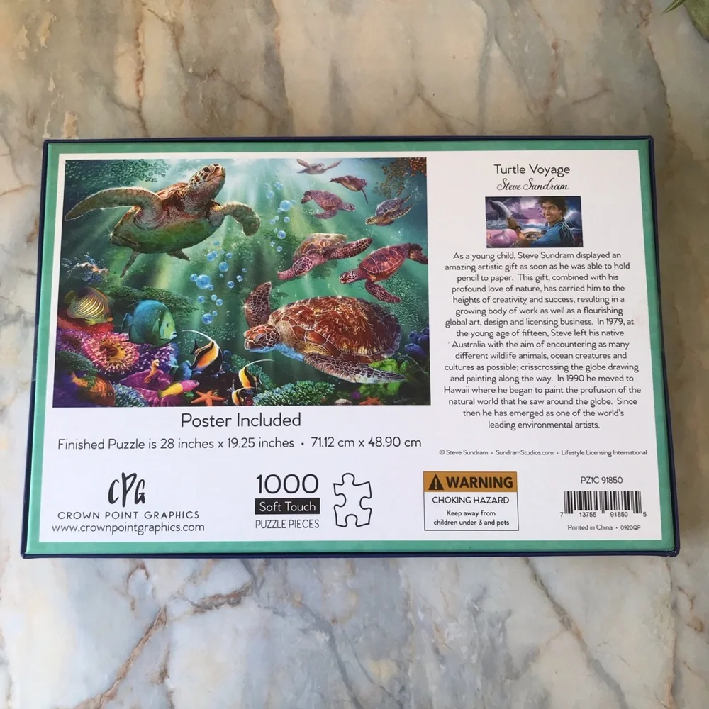 Turtle Voyage 1000 Piece Soft Touch Jigsaw Puzzle Artist Steve Sundram